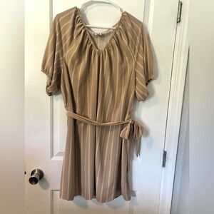 Worthington Tan Pleated Midi Sundress